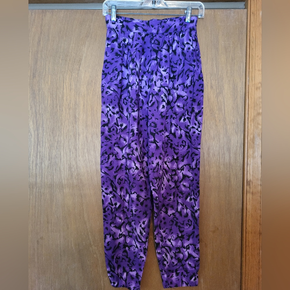 California Krush Purple and Black Patterned Pants, Small